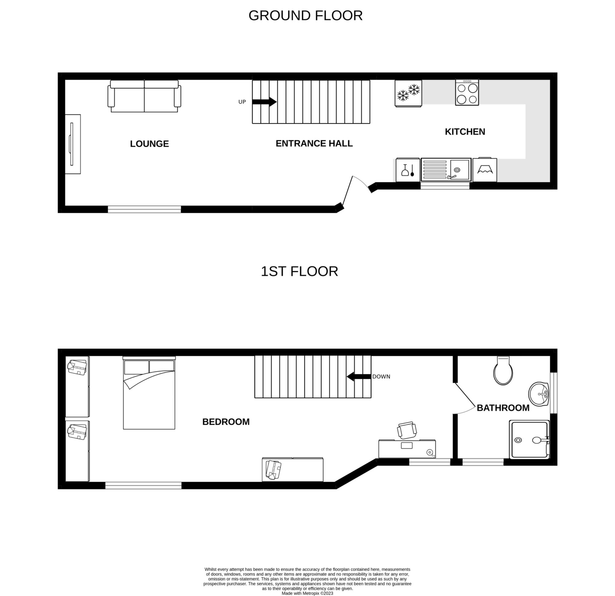 32a Whitehall Grove Floor Plan with furniture